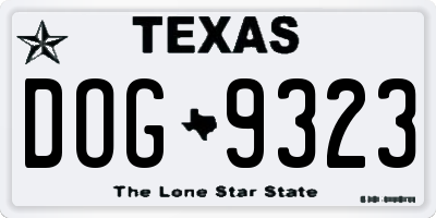 TX license plate DOG9323
