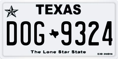TX license plate DOG9324