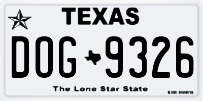 TX license plate DOG9326