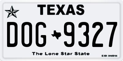 TX license plate DOG9327