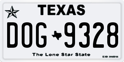 TX license plate DOG9328