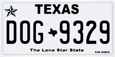 TX license plate DOG9329