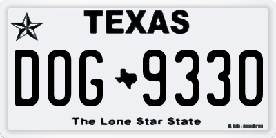 TX license plate DOG9330