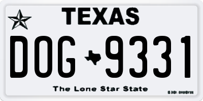 TX license plate DOG9331