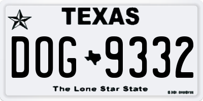 TX license plate DOG9332