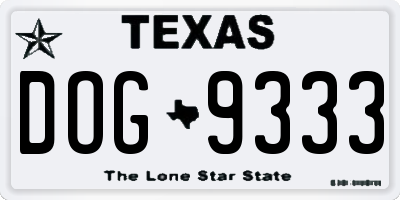 TX license plate DOG9333