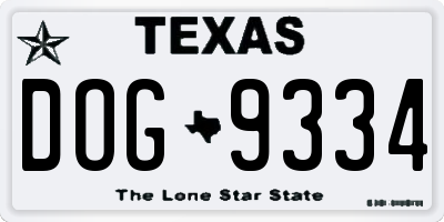 TX license plate DOG9334