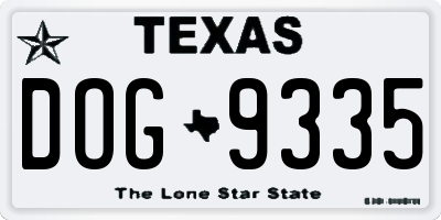 TX license plate DOG9335