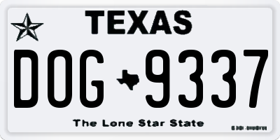 TX license plate DOG9337