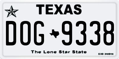 TX license plate DOG9338