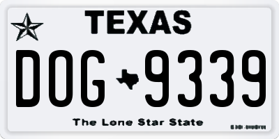 TX license plate DOG9339