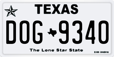 TX license plate DOG9340