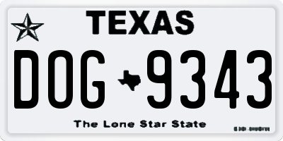 TX license plate DOG9343