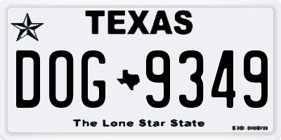 TX license plate DOG9349
