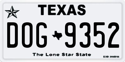 TX license plate DOG9352