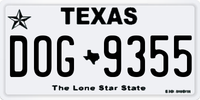 TX license plate DOG9355