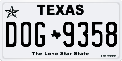TX license plate DOG9358