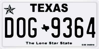 TX license plate DOG9364