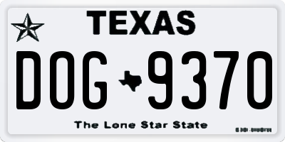 TX license plate DOG9370
