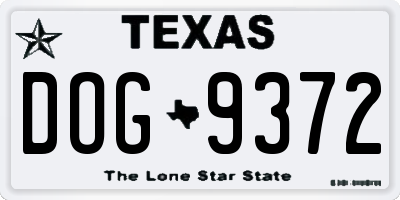 TX license plate DOG9372