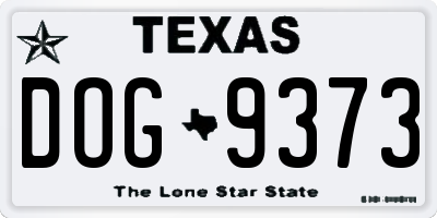 TX license plate DOG9373