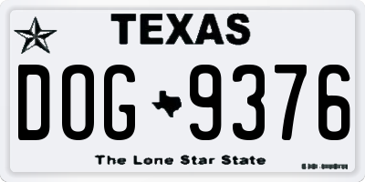 TX license plate DOG9376