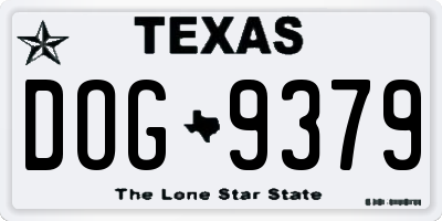 TX license plate DOG9379