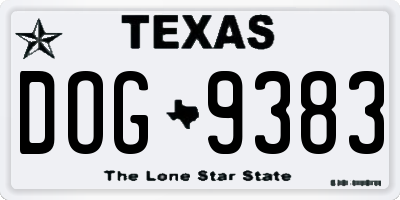 TX license plate DOG9383