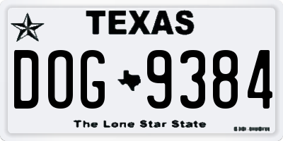 TX license plate DOG9384