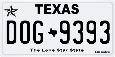 TX license plate DOG9393