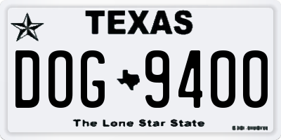TX license plate DOG9400
