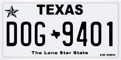 TX license plate DOG9401