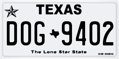 TX license plate DOG9402