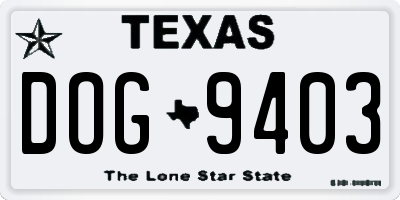 TX license plate DOG9403