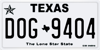 TX license plate DOG9404