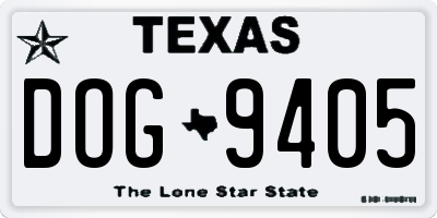 TX license plate DOG9405