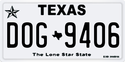 TX license plate DOG9406