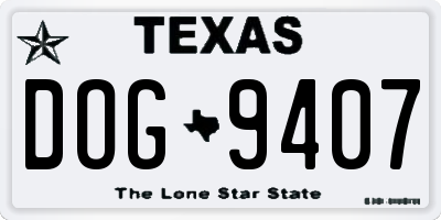 TX license plate DOG9407