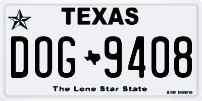 TX license plate DOG9408