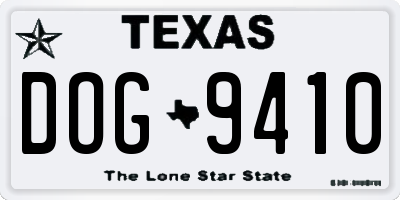 TX license plate DOG9410