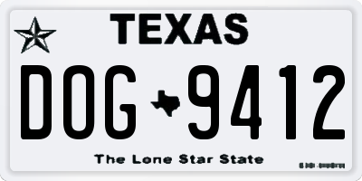 TX license plate DOG9412