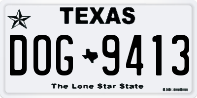 TX license plate DOG9413