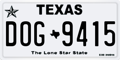 TX license plate DOG9415
