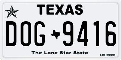TX license plate DOG9416