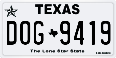 TX license plate DOG9419