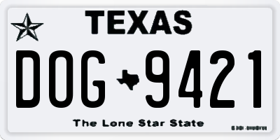 TX license plate DOG9421