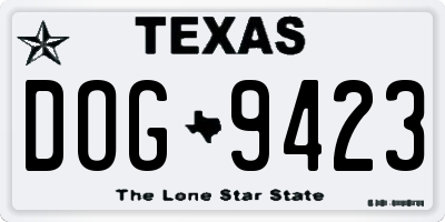 TX license plate DOG9423