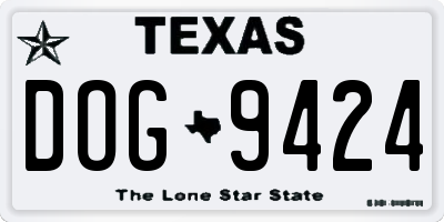 TX license plate DOG9424