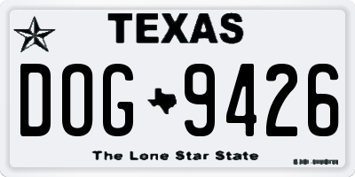 TX license plate DOG9426