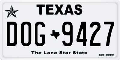 TX license plate DOG9427